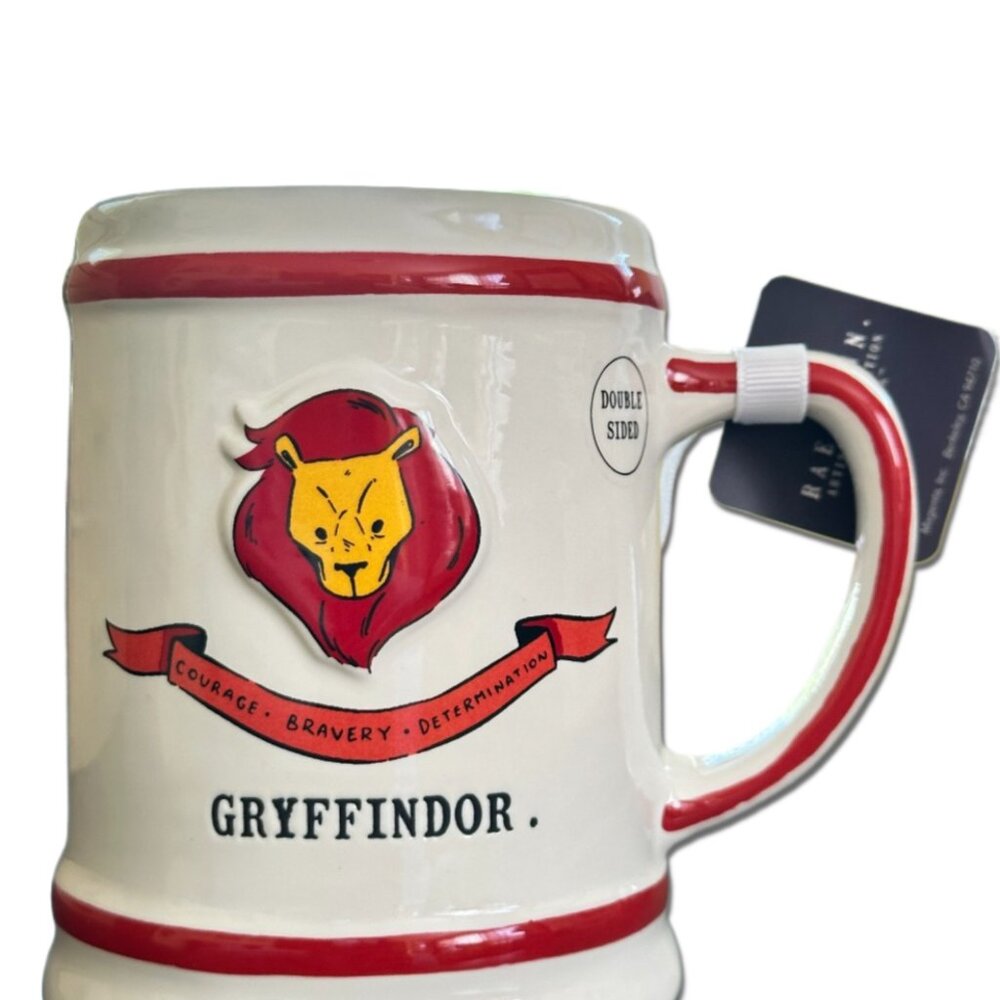 NWT Rae Dunn Harry Potter Gryffindor Lion Crest Coffee Double Sided Mug Cup